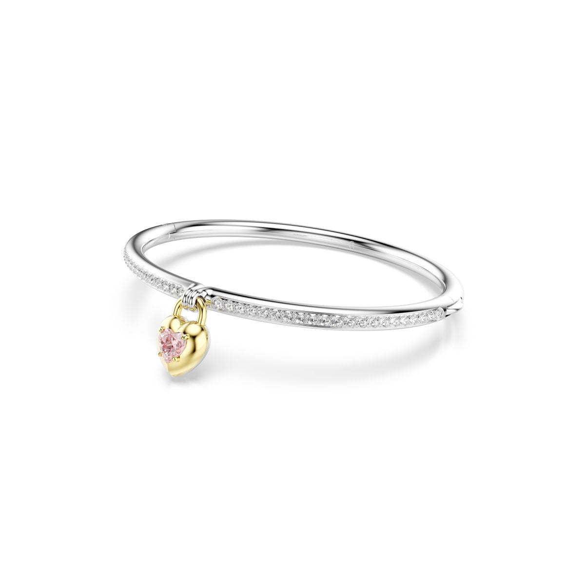 Idyllia bangle Mixed cuts, Heart, Pink, Mixed metal finish