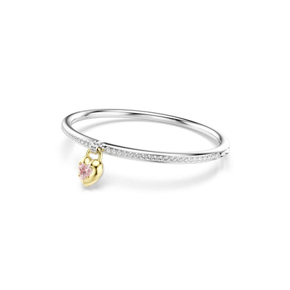 Idyllia bangle Mixed cuts, Heart, Pink, Mixed metal finish