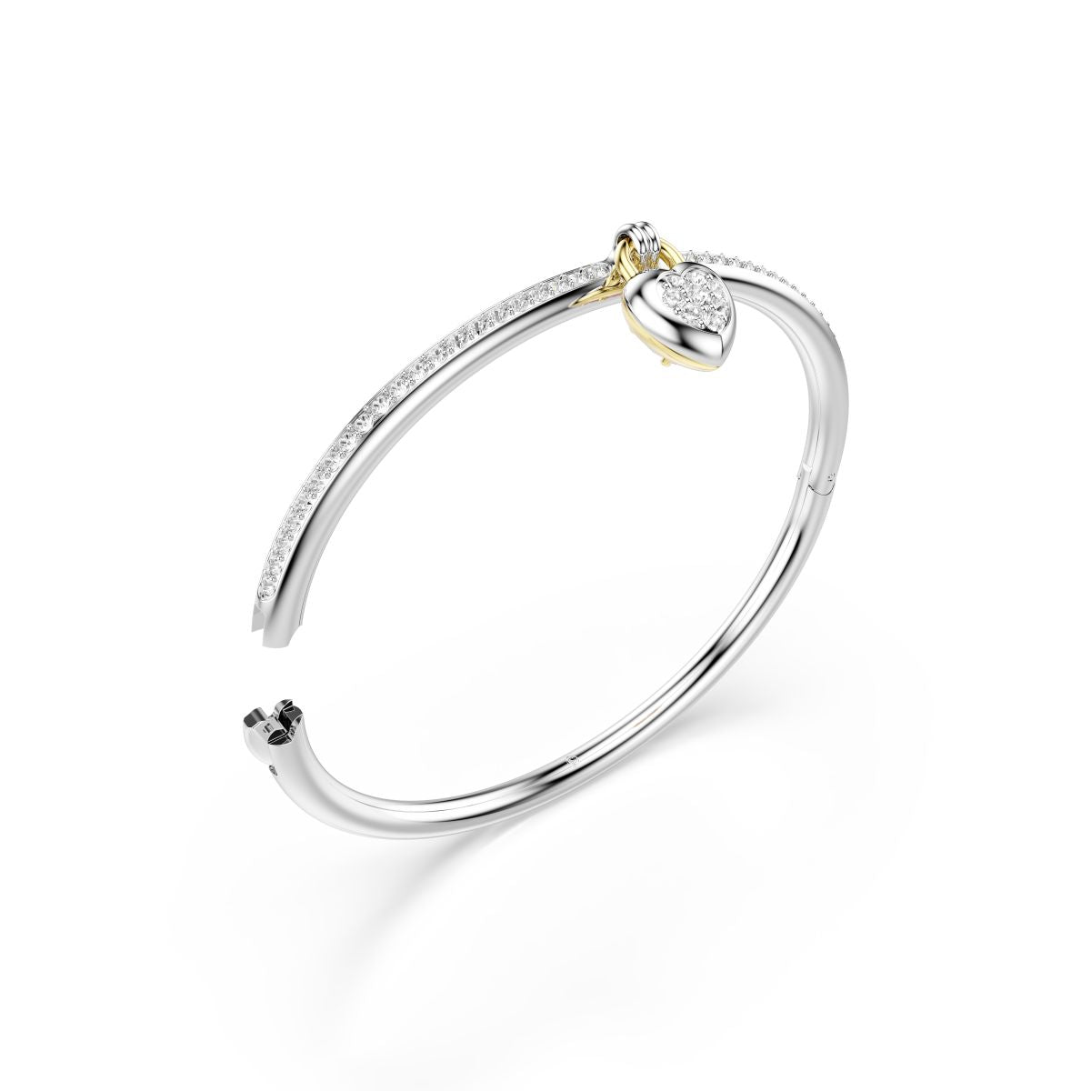 Idyllia bangle Mixed cuts, Heart, Pink, Mixed metal finish