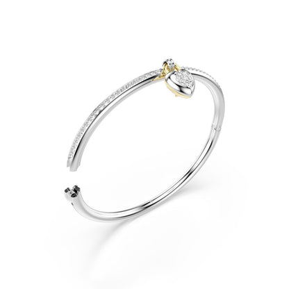 Idyllia bangle Mixed cuts, Heart, Pink, Mixed metal finish