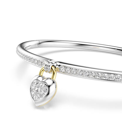 Idyllia bangle Mixed cuts, Heart, Pink, Mixed metal finish