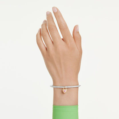 Idyllia bangle Mixed cuts, Heart, Pink, Mixed metal finish