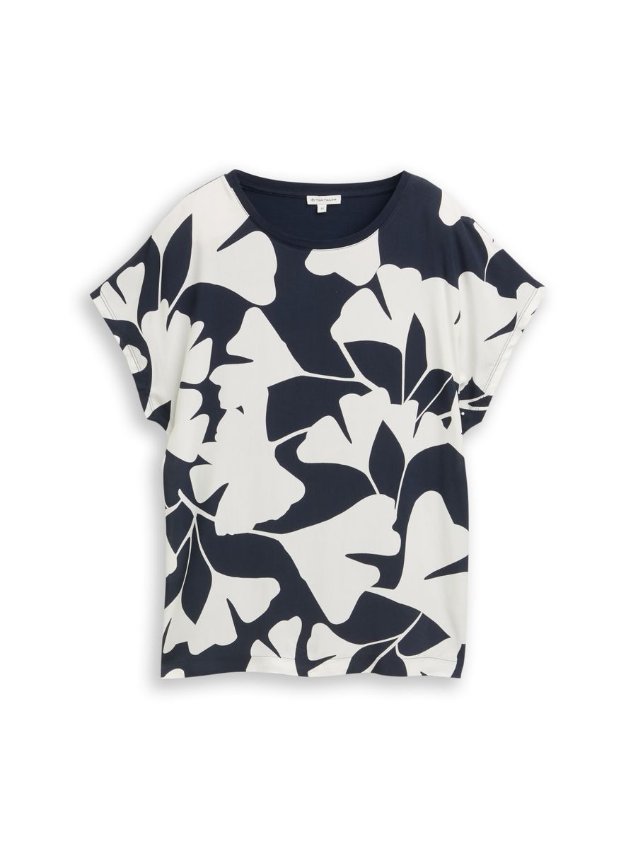 T-Shirt im Material-Mix
