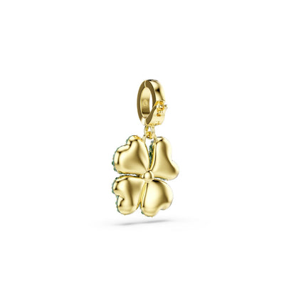 Idyllia charm Clover, Green, Gold-tone plated