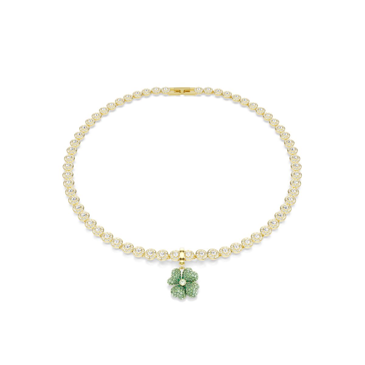 Idyllia charm Clover, Green, Gold-tone plated