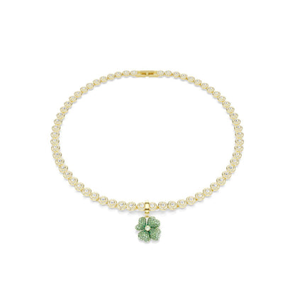 Idyllia charm Clover, Green, Gold-tone plated