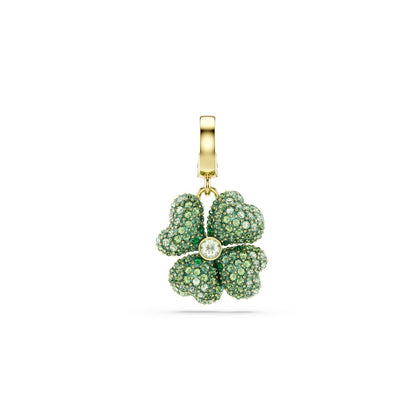Idyllia charm Clover, Green, Gold-tone plated