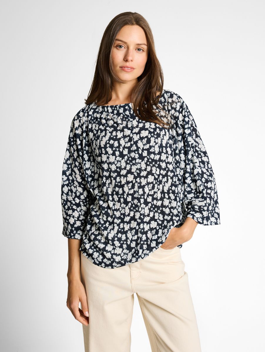 Crinkle T-Shirt mit Fledermausärmeln