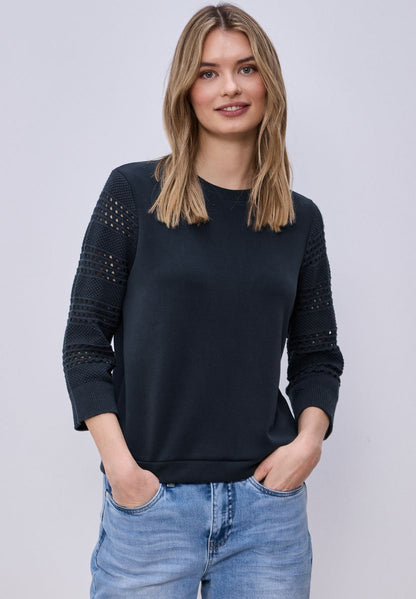 Shirt mit Lochmuster-Ärmeln