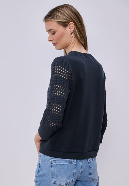 Shirt mit Lochmuster-Ärmeln