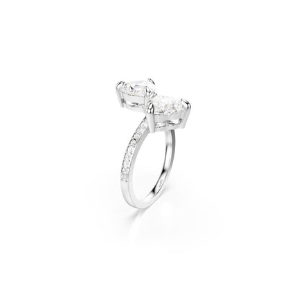 Mesmera Attract Offener Ring, Herzschliff, Pav�, Herz, Wei�, Rhodiniert