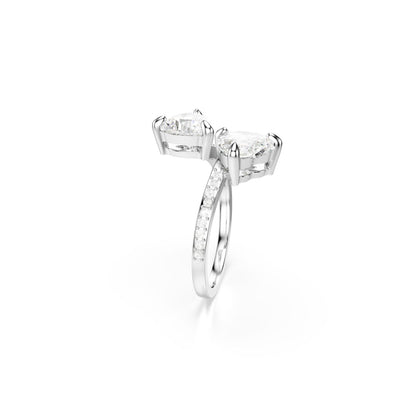 Mesmera Attract Offener Ring, Herzschliff, Pav�, Herz, Wei�, Rhodiniert