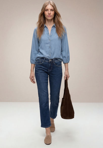 3/4-Arm Hemdbluse im Denim-Look