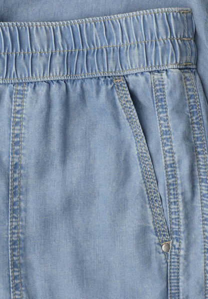 Mid Waist Slim Leg Hose im Washed-Look