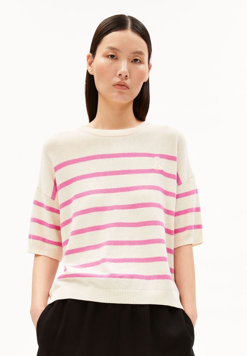 STRIPED LINEN BLEND SWEATER