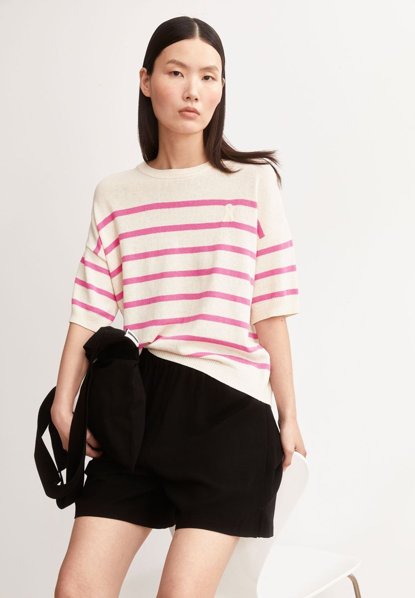 STRIPED LINEN BLEND SWEATER