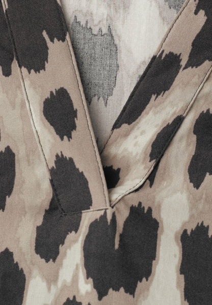Bluse mit Split Neck und Animal Print
