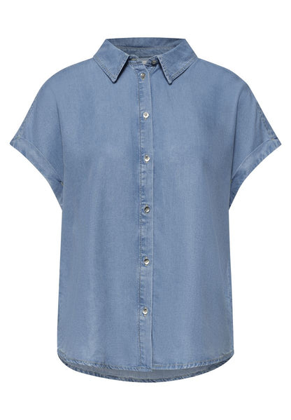 Dropped Shoulder Hemdbluse im Denim-Look
