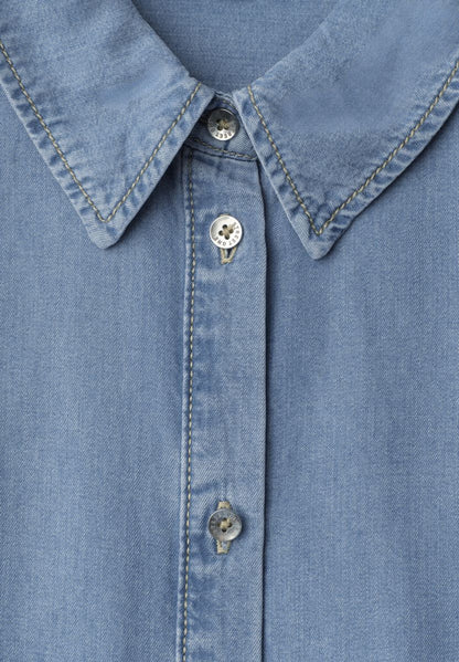 Dropped Shoulder Hemdbluse im Denim-Look