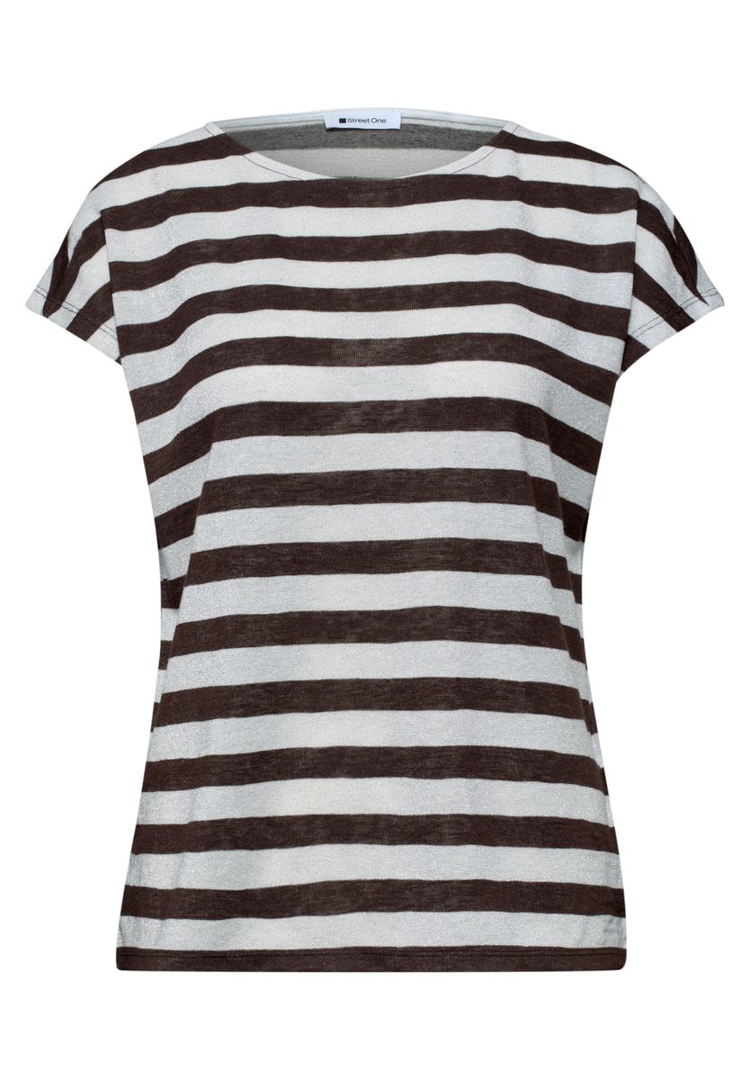 Dropped Shoulder Shirt mit Streifen und Glitzer
