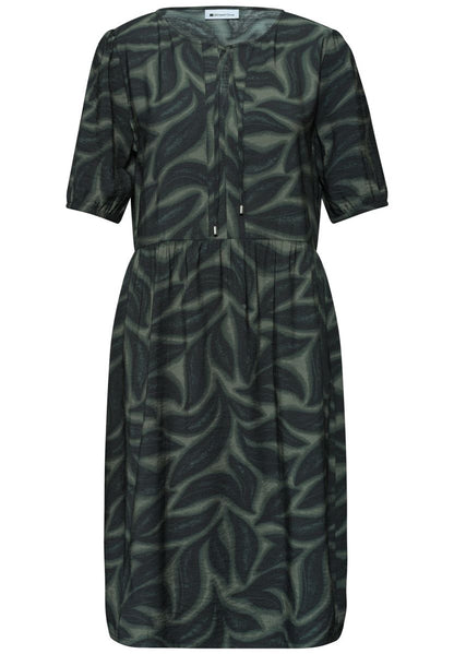 Knielanges Kleid mit Split Neck und Print