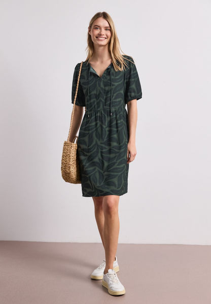 Knielanges Kleid mit Split Neck und Print