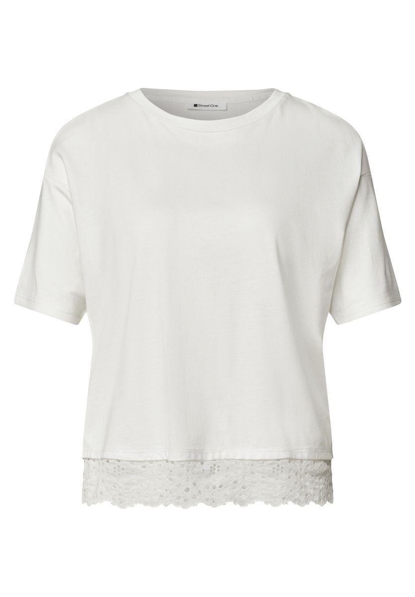 T-Shirt mit Rundhals und Spitze
