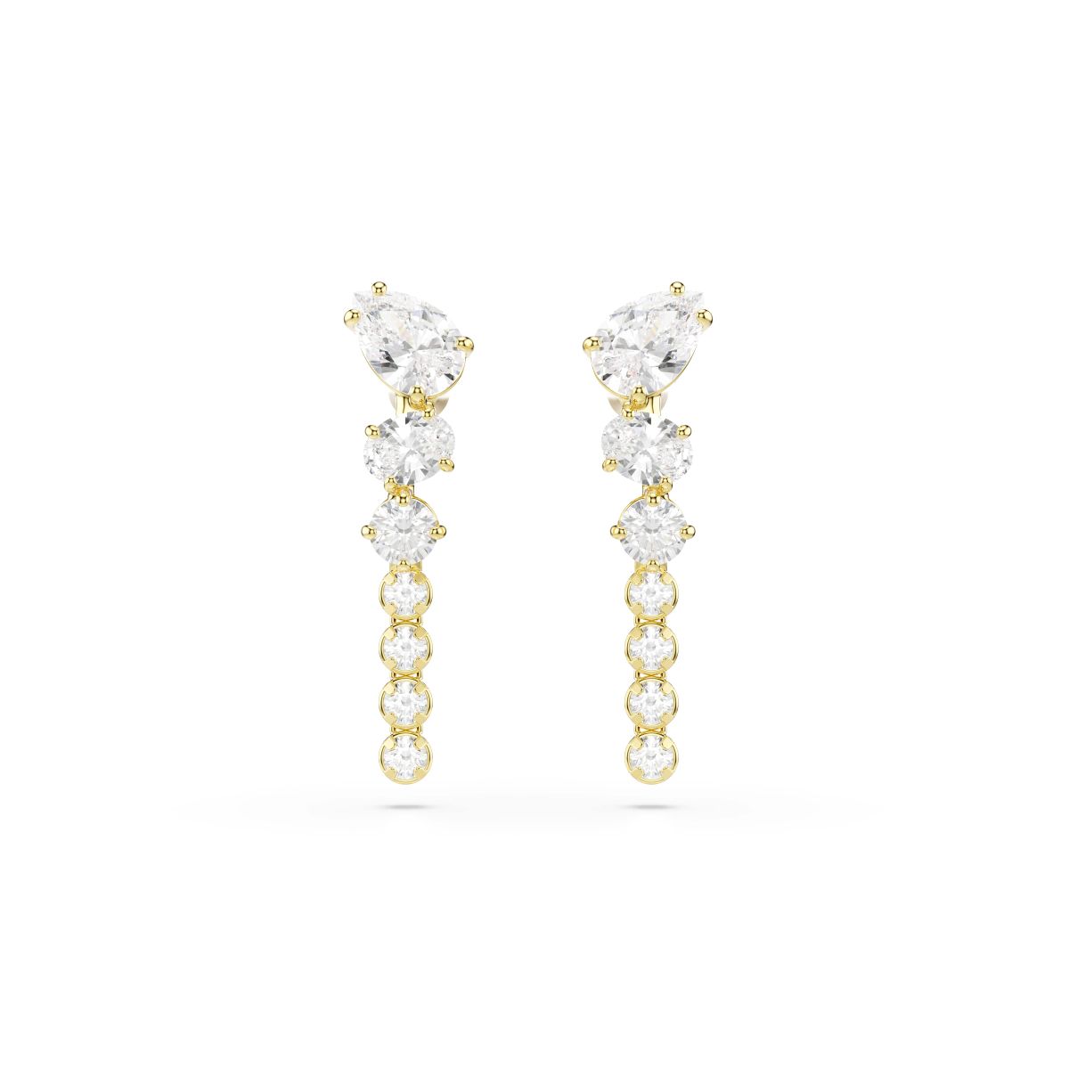 Mesmera Drop-Ohrhänger, Verschiedene Schliffe, Weiß, 18K goldbeschichtet