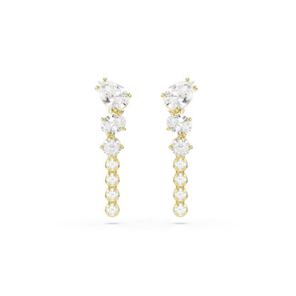 Mesmera Drop-Ohrhänger, Verschiedene Schliffe, Weiß, 18K goldbeschichtet