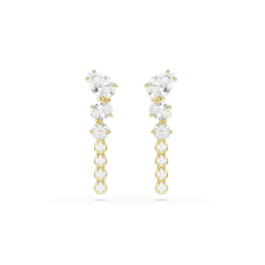 Mesmera Drop-Ohrhänger, Verschiedene Schliffe, Weiß, 18K goldbeschichtet