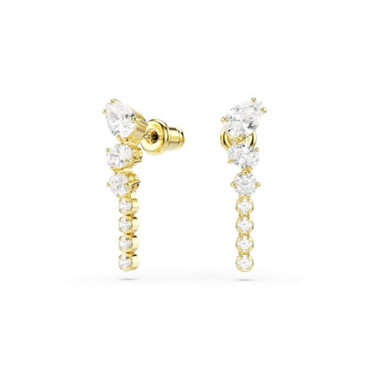 Mesmera Drop-Ohrhänger, Verschiedene Schliffe, Weiß, 18K goldbeschichtet