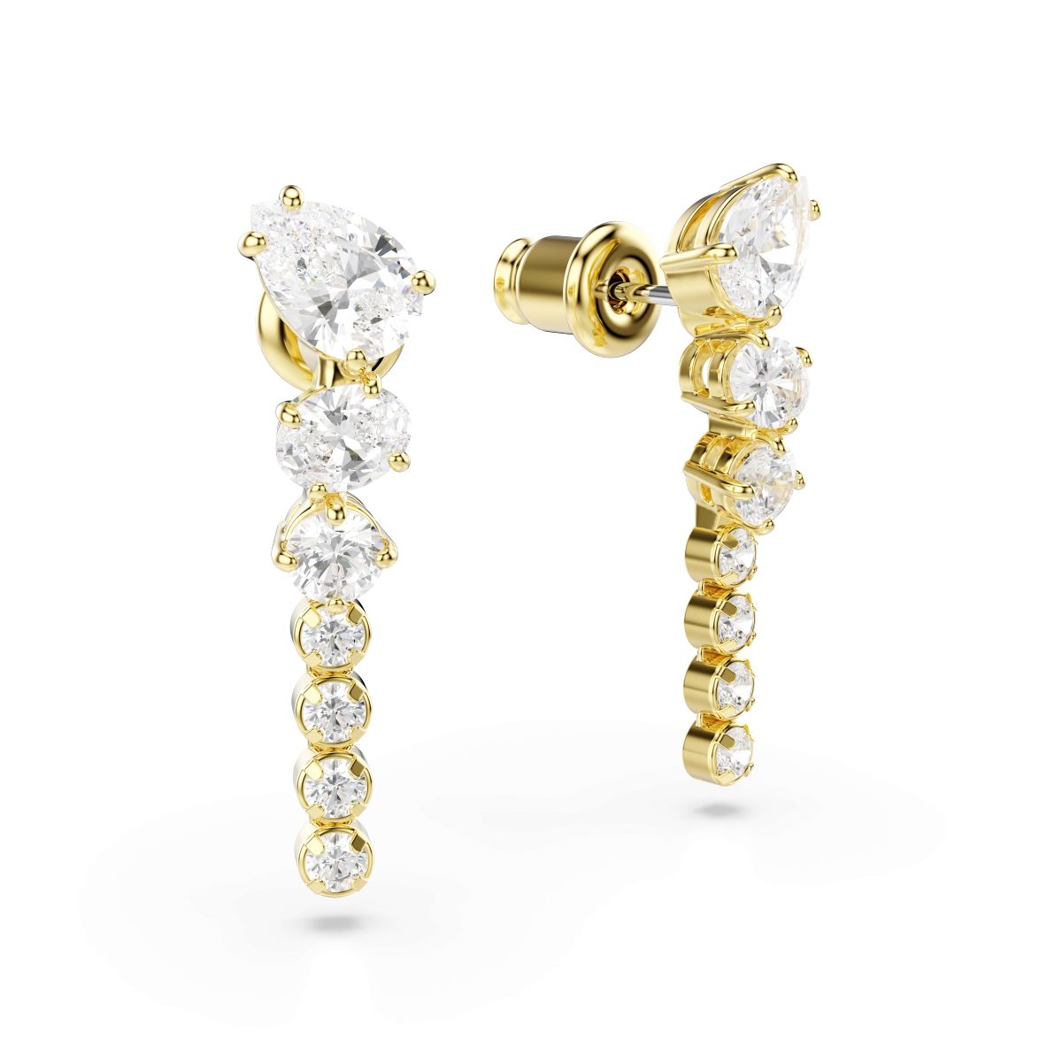 Mesmera Drop-Ohrhänger, Verschiedene Schliffe, Weiß, 18K goldbeschichtet