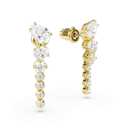 Mesmera Drop-Ohrhänger, Verschiedene Schliffe, Weiß, 18K goldbeschichtet