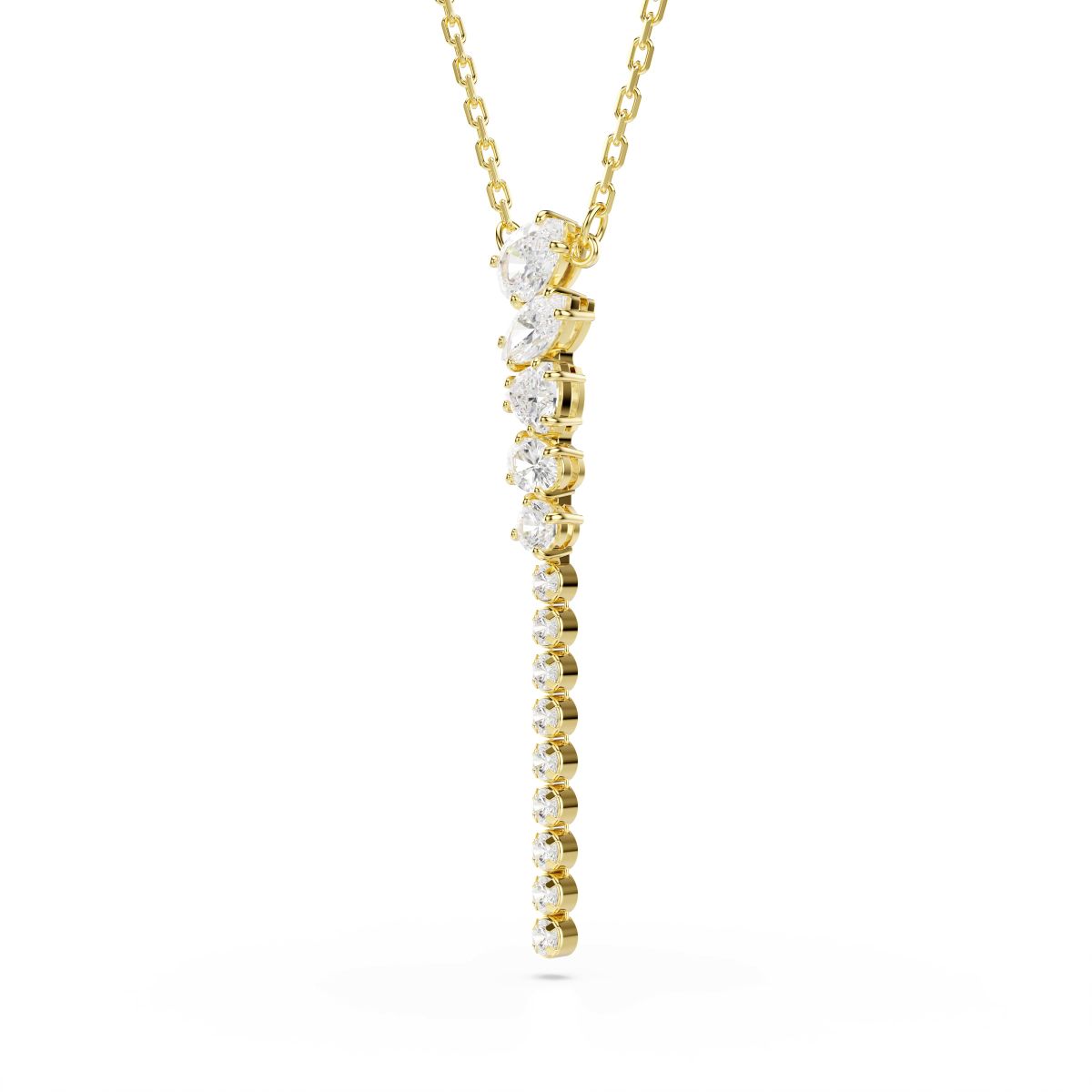 Mesmera Y-Halskette, Verschiedene Schliffe, Weiß, 18K goldbeschichtet