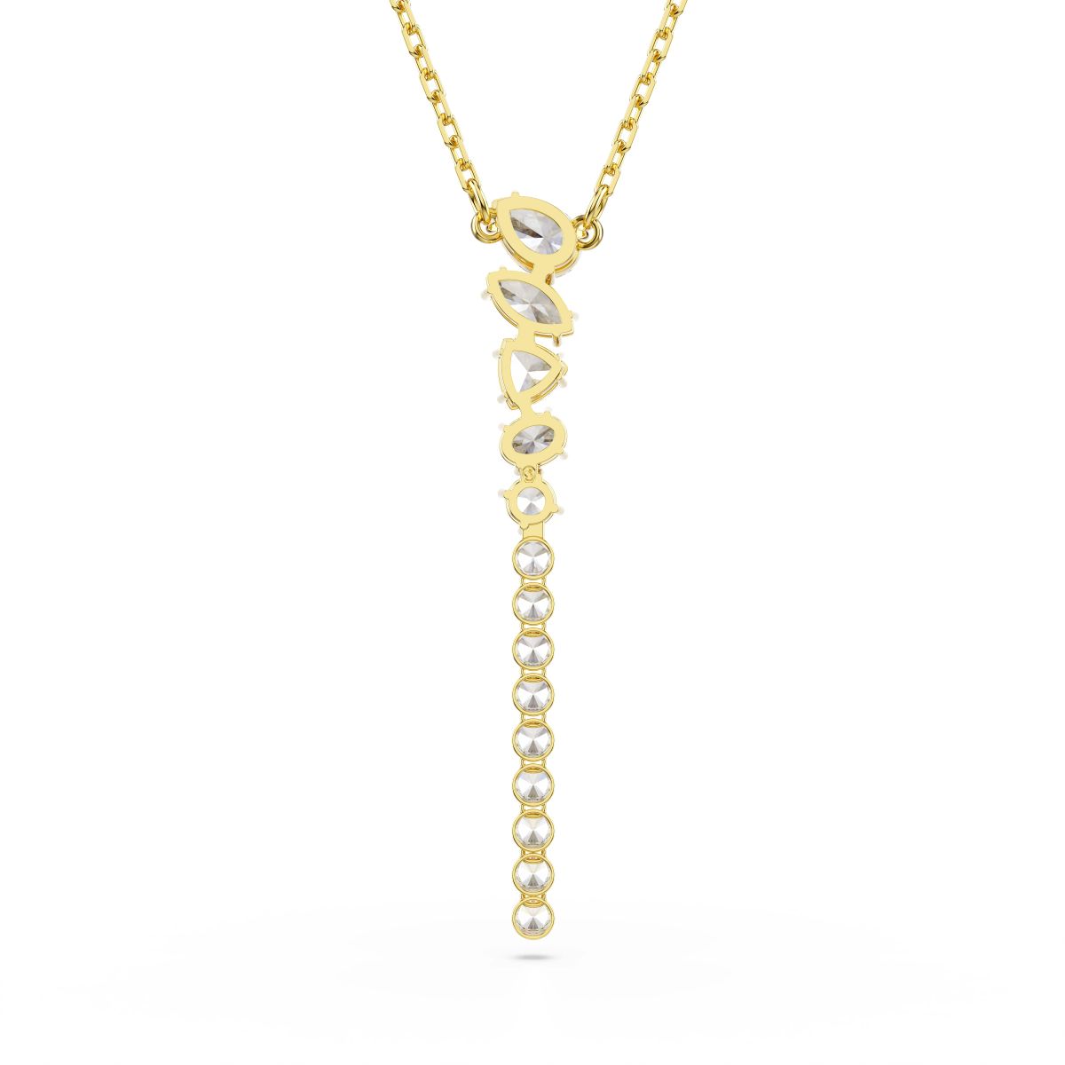 Mesmera Y-Halskette, Verschiedene Schliffe, Weiß, 18K goldbeschichtet