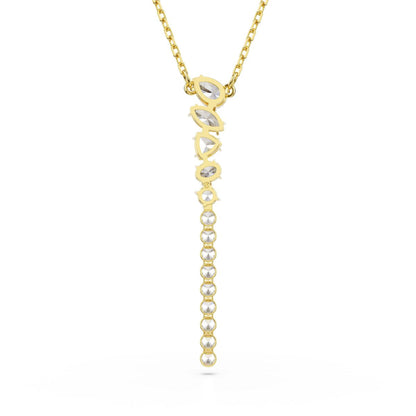 Mesmera Y-Halskette, Verschiedene Schliffe, Weiß, 18K goldbeschichtet