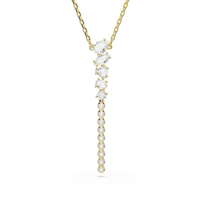 Mesmera Y-Halskette, Verschiedene Schliffe, Weiß, 18K goldbeschichtet