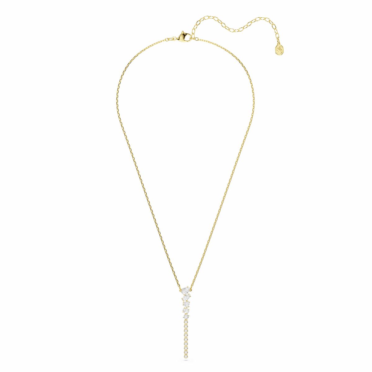 Mesmera Y-Halskette, Verschiedene Schliffe, Weiß, 18K goldbeschichtet