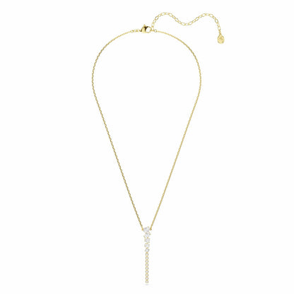 Mesmera Y-Halskette, Verschiedene Schliffe, Weiß, 18K goldbeschichtet