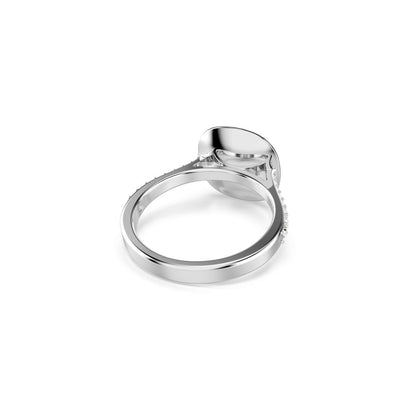 Una Angelic Strahlenkranz-Ring, Kissenschliff, Weiß, Rhodiniert