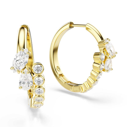 Mesmera Kreolen, Verschiedene Schliffe, Weiß, 18K goldbeschichtet