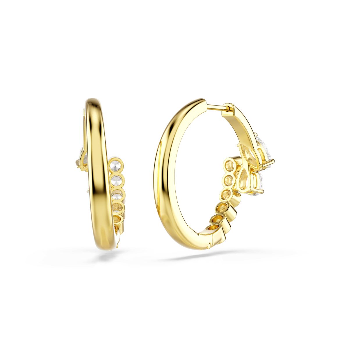 Mesmera Kreolen, Verschiedene Schliffe, Weiß, 18K goldbeschichtet