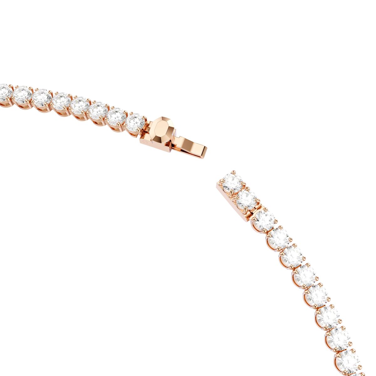 Matrix Tennis Halskette, Rundschliff, Weiß, 18K roségoldbeschichtet