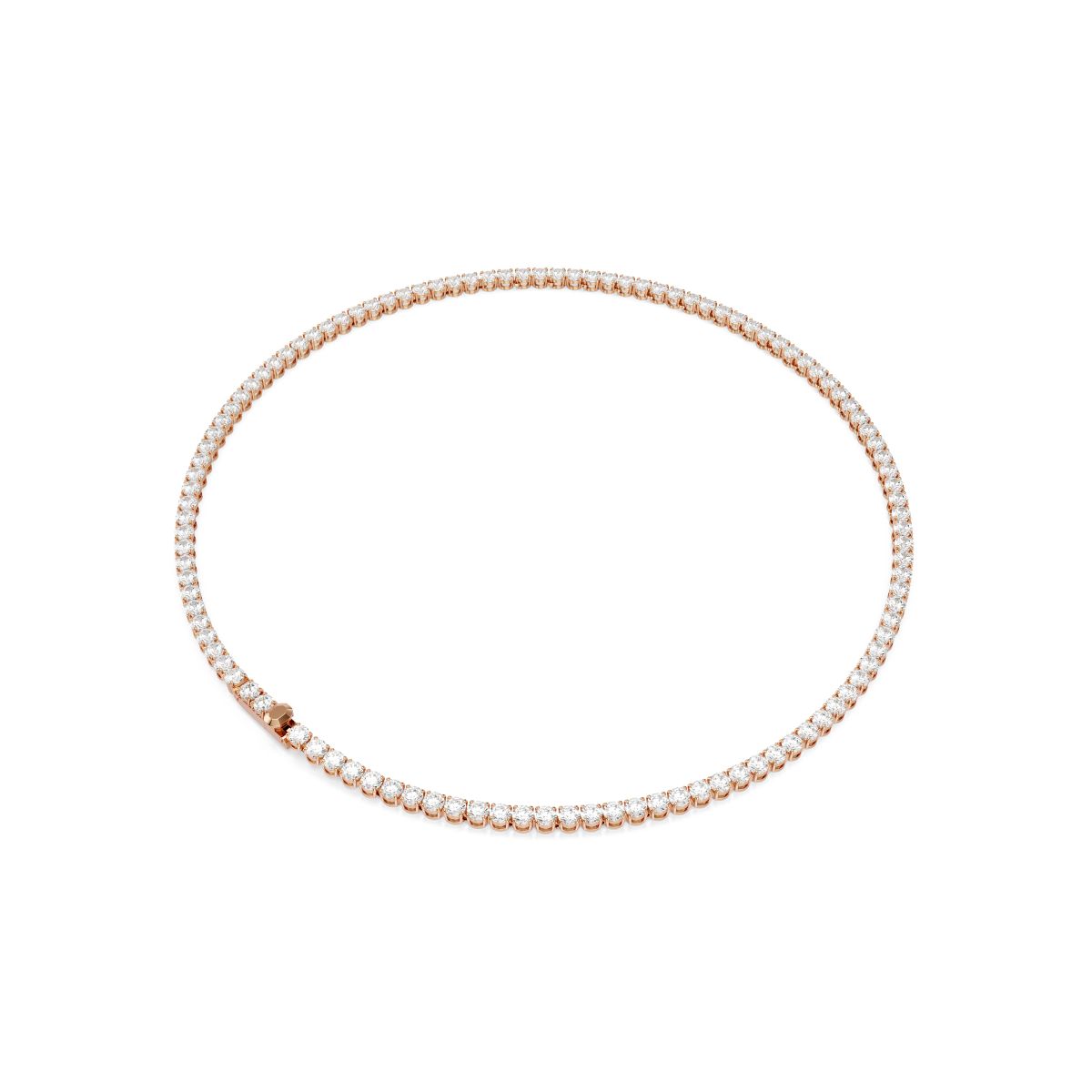 Matrix Tennis Halskette, Rundschliff, Weiß, 18K roségoldbeschichtet