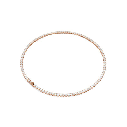 Matrix Tennis Halskette, Rundschliff, Weiß, 18K roségoldbeschichtet