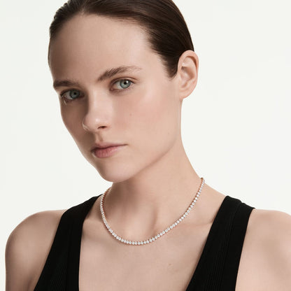 Matrix Tennis Halskette, Rundschliff, Weiß, 18K roségoldbeschichtet