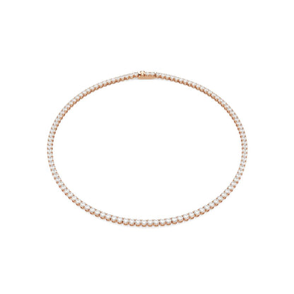 Matrix Tennis Halskette, Rundschliff, Weiß, 18K roségoldbeschichtet