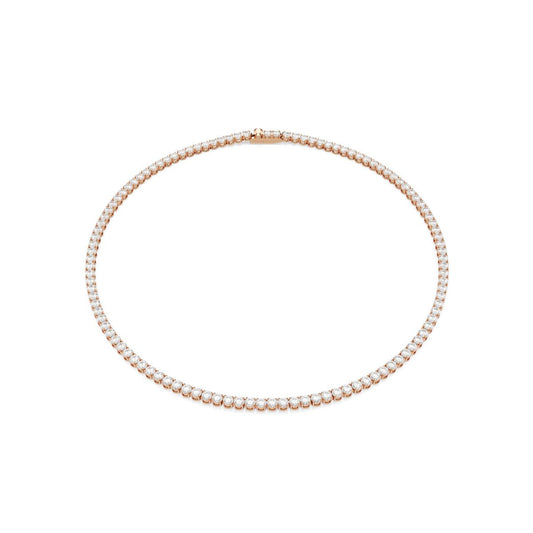 Matrix Tennis Halskette, Rundschliff, Weiß, 18K roségoldbeschichtet