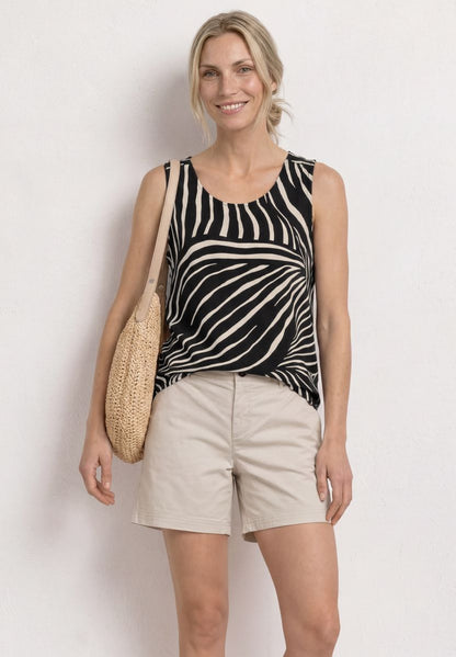 Top mit V-Neck und Elastiksaum