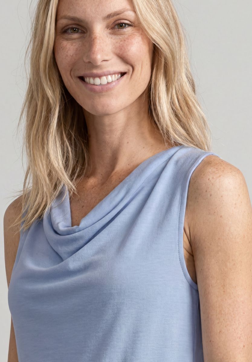 Silk-Look Top mit Wasserfall-Ausschnitt